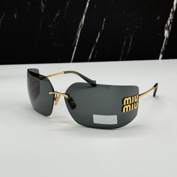 NEW MIU MIU SMU 54Y 5AK5S0 WOMEN SUNGLASSES MU54YS 5AK5S0 GOLD GREY MU 54YS - Picture 5 of 13